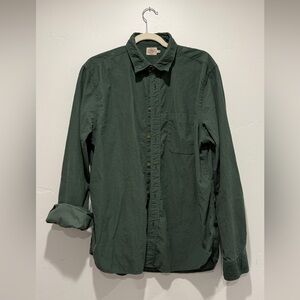 Faherty Mens Button Corduroy Long Sleeve Dress Shirt - Forest Green - Size Large